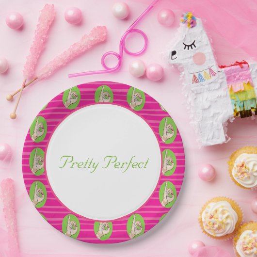  Roze en borden van groenboek Papieren Bordje (Feest)