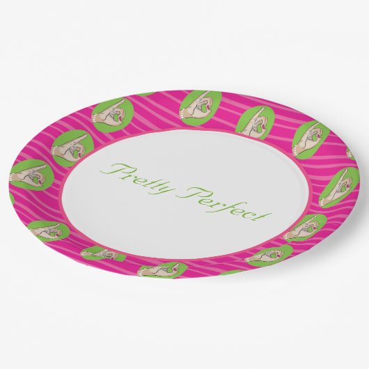  Roze en borden van groenboek Papieren Bordje (Gekanteld)