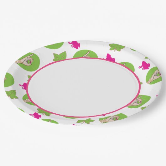 Roze en borden van groenboek Papieren Bordje (Gekanteld)