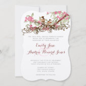 Roze en bosgroene  Tortelduifjes in een boom Kaart (Voorkant)