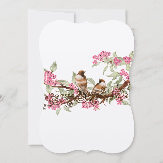 Roze en bosgroene  Tortelduifjes in een boom Kaart (Achterkant)