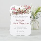 Roze en bosgroene  Tortelduifjes in een boom Kaart (Staand voorkant)