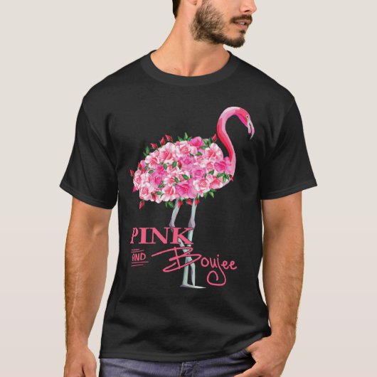 Roze en Boujee Leuke Flamingo Print T-shirt (Voorkant)
