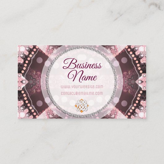 Roze en Bourgogne Alternatief Visitekaartje (Achterkant)