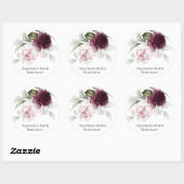 Roze en Bourgogne Bloemen 80ste Verjaardagsfeest Ronde Sticker (Vel)