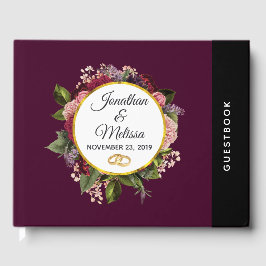 Roze en Bourgogne Bloemen Bruiloft Gastenboek