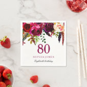 Roze en Bourgogne Boho Floral 80ste verjaardag Servet (Insitu)