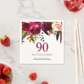 Roze en Bourgogne Boho Floral 90e verjaardag Servet (Insitu)