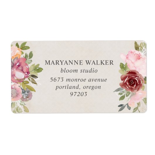 Roze en Bourgogne film Return Address Label (Voorkant)
