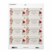Roze en Bourgogne film Return Address Label (Full Sheet)