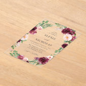 Roze en Bourgogne Floral 7 bruiloft Acryl Uitnodigingen (Laagn)