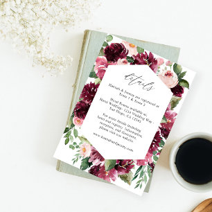 Roze en Bourgogne Floral 7 Details Enclosure Kaart