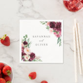 Roze en Bourgogne Floral 7 Naam Napkins Servet (Insitu)