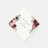 Roze en Bourgogne Floral 7 Naam Napkins Servet (Hoek)