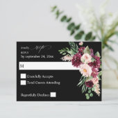 Roze en Bourgogne Floral 7 no Meal RSVP - Black V3 (Staand voorkant)