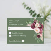 Roze en Bourgogne Floral 7 no Meal RSVP - Green V3 (Staand voorkant)
