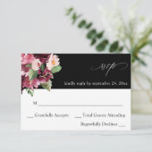 Roze en Bourgogne Floral 7 no Meal RSVP V2 - Zwart (Staand voorkant)