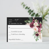 Roze en Bourgogne Floral 7 no Meal RSVP - zwart (Staand voorkant)