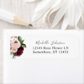 Roze en Bourgogne Floral 7 Retouradres Etiket (Insitu)