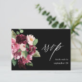 Roze en Bourgogne Floral 7 w Meal RSVP - zwart (Staand voorkant)