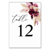 Roze en Bourgogne Floral Boho-tabelnummer Kaart (Achterkant)