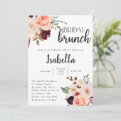 Roze en Bourgogne Floral Bridal Shower Kaart (Staand voorkant)
