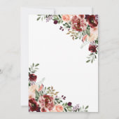 Roze en Bourgogne Floral Bridal Shower Kaart (Achterkant)