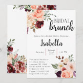 Roze en Bourgogne Floral Bridal Shower Kaart (Voorkant / Achterkant)