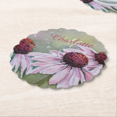 Roze en Bourgogne Floral Kartonnen Onderzetters (Gekanteld)