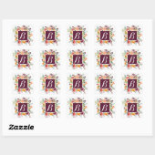 Roze en Bourgogne Floral Monogram Sticker (Vel)