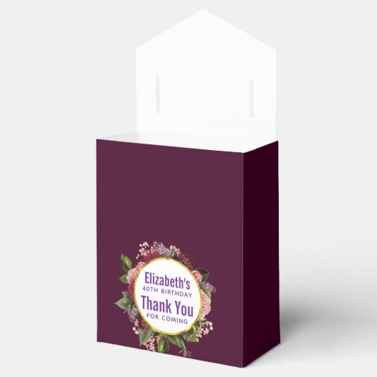 Roze en Bourgogne Florals Birthday Bedankt Bedankdoosjes (Geopend)