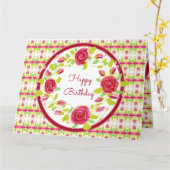 Roze en Bourgogne Kaart (Gele Bloem)