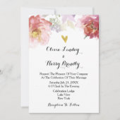 Roze en Bourgogne Marsala Floral Wedding Kaart (Voorkant)