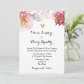 Roze en Bourgogne Marsala Floral Wedding Kaart (Staand voorkant)