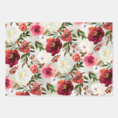Roze en Bourgogne Pony en Berries Floral Garden Inpakpapier Vel (Voorkant)