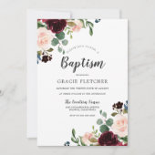 Roze en Bourgogne Rode Bloemen Baptisme Christenin Kaart (Voorkant)