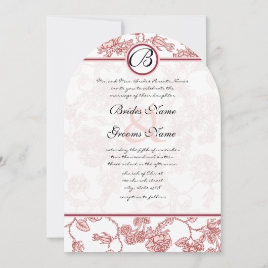 Roze en Bourgogne Rozen Weddenschap Kaart (Voorkant)