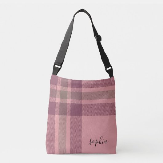 Roze en Bourgondië Plaid Monogram Crossbody Tas (Voorkant)