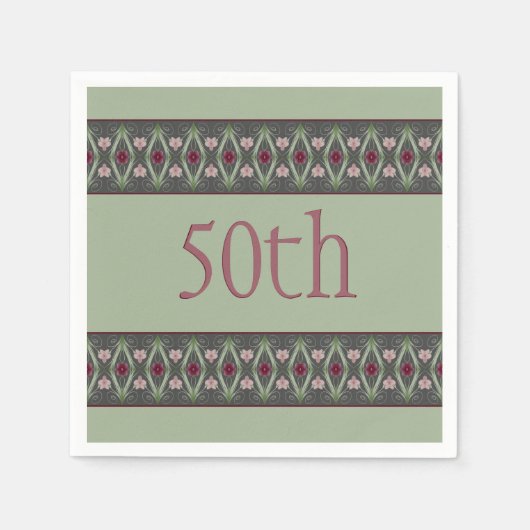 Roze en Bourgondische bloemen Servet (Voorkant)