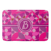 Roze en Bourgondische geometrische Bauhaus-stijl Badmat (Voorkant)