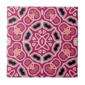 Roze en Bourgondische kaleidoscopische geometrisch Tegeltje (Voorkant)