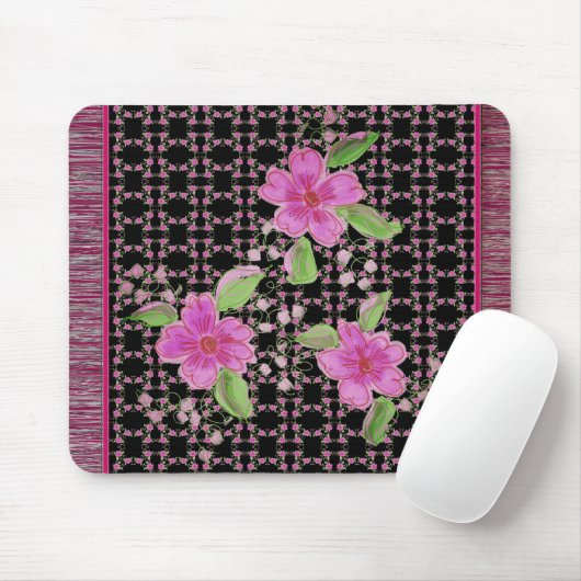 Roze en Bourgondische Magic Tapijt Designer Muismat (Met muis)