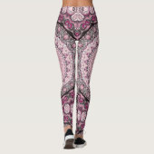 Roze en Bourgondische Mandala Patroon Ontwerp Leggings (Achterkant)