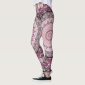 Roze en Bourgondische Mandala Patroon Ontwerp Leggings (Links)