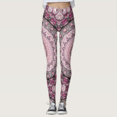 Roze en Bourgondische Mandala Patroon Ontwerp Leggings (Voorkant)