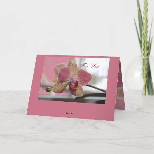 Roze en Bourgondische orchidebloem Bedankkaart (Achterkant)