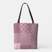 Roze en Bourgondische patchwork patroon Tote Bag (Achterkant)