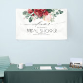 Roze en Bourgondische rode bloemige Vrijgezellenfe Spandoek (Beurs)