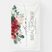 Roze en Bourgondische rode bloemige Vrijgezellenfe Spandoek (Verticaal)