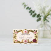 Roze en Bourgondische Rozen Bruiloft Event Planner Visitekaartje (Staand voorkant)